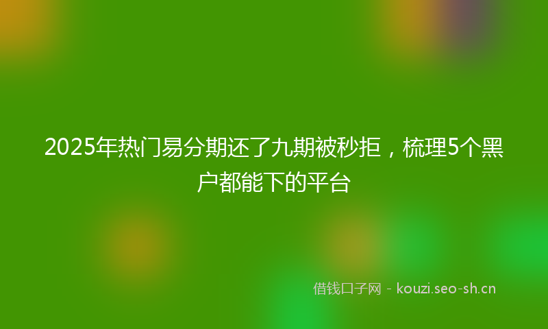2025年热门易分期还了九期被秒拒，梳理5个黑户都能下的平台