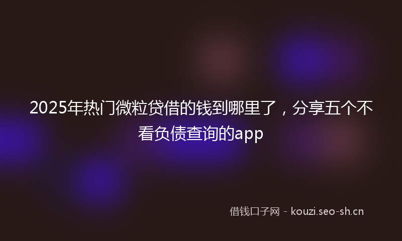 2025年热门微粒贷借的钱到哪里了，分享五个不看负债查询的app