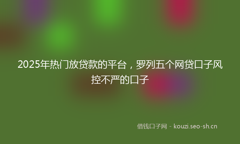 2025年热门放贷款的平台,罗列五个网贷口子风控不严的口子