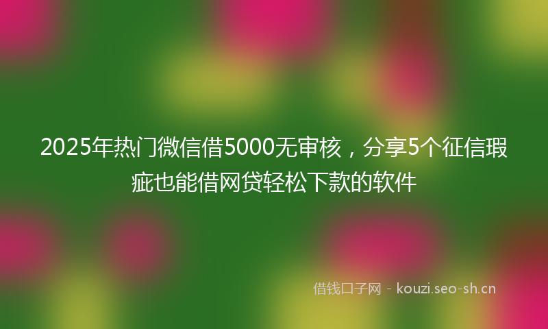 2025年热门微信借5000无审核，分享5个征信瑕疵也能借网贷轻松下款的软件