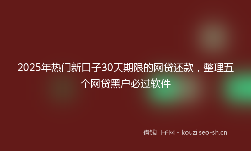 2025年热门新口子30天期限的网贷还款,整理五个网贷黑户必过软件