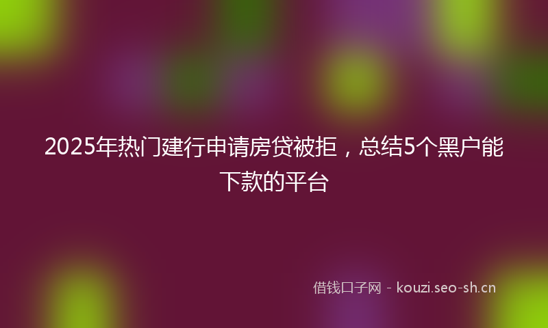 2025年热门建行申请房贷被拒，总结5个黑户能下款的平台