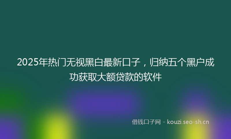 2025年热门无视黑白最新口子，归纳五个黑户成功获取大额贷款的软件