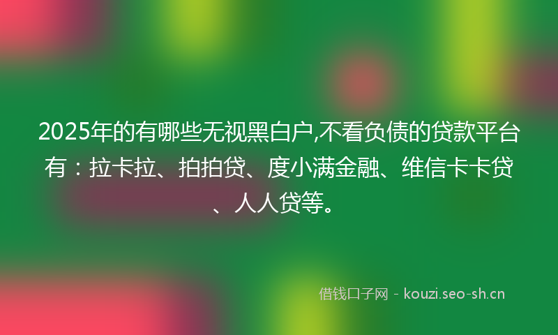 2025年的有哪些无视黑白户,不看负债的贷款平台有：拉卡拉、拍拍贷、度小满金融、维信卡卡贷、人人贷等。