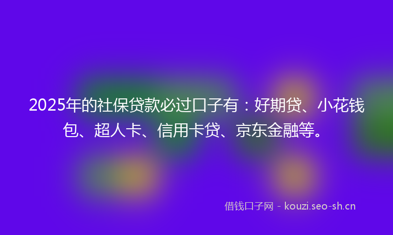 2025年的社保贷款必过口子有：好期贷、小花钱包、超人卡、信用卡贷、京东金融等。