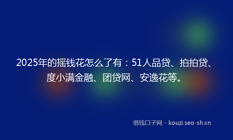 2025年的摇钱花怎么了有：51人品贷、拍拍贷、度小满金融、团贷网、安逸花等。