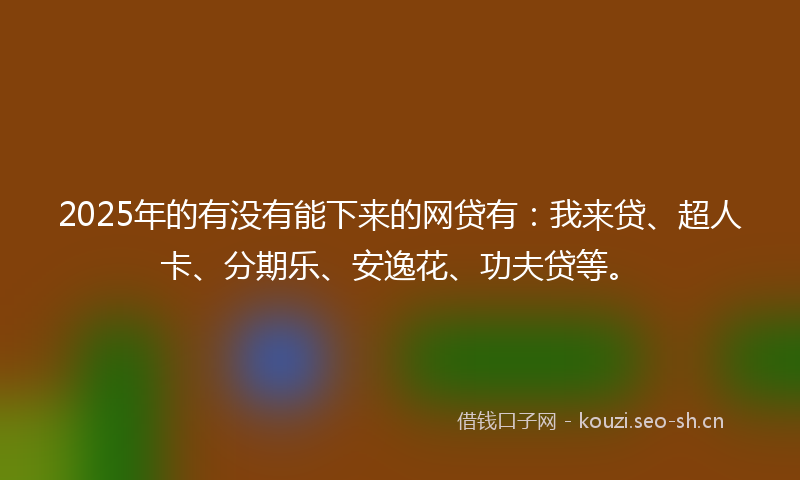 2025年的有没有能下来的网贷有：我来贷、超人卡、分期乐、安逸花、功夫贷等。