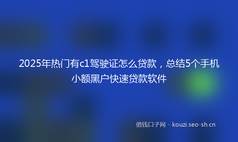 2025年热门有c1驾驶证怎么贷款，总结5个手机小额黑户快速贷款软件