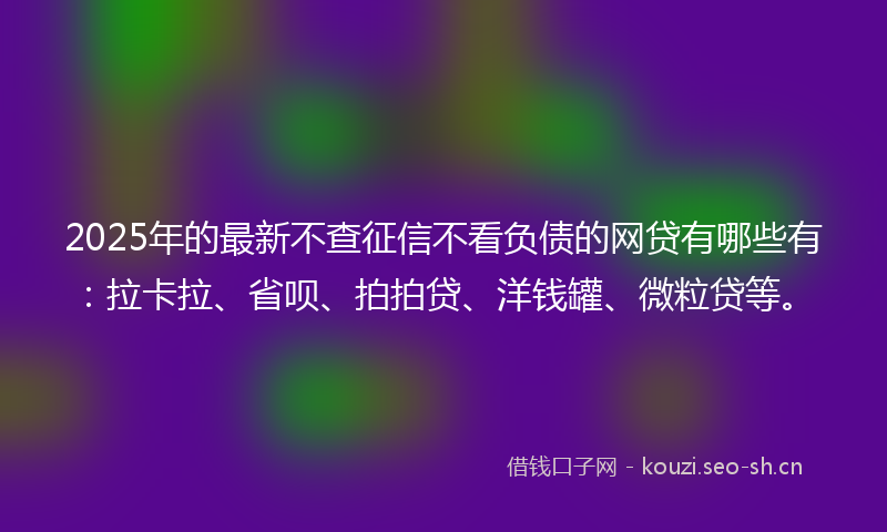 2025年的最新不查征信不看负债的网贷有哪些有：拉卡拉、省呗、拍拍贷、洋钱罐、微粒贷等。