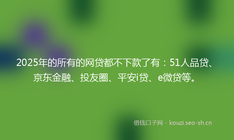 2025年的所有的网贷都不下款了有:51人品贷、京东金融、投友圈、平安i贷、e微贷等。