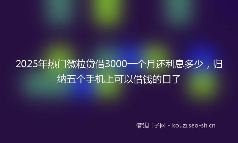 2025年热门微粒贷借3000一个月还利息多少，归纳五个手机上可以借钱的口子