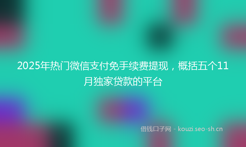 2025年热门微信支付免手续费提现，概括五个11月独家贷款的平台