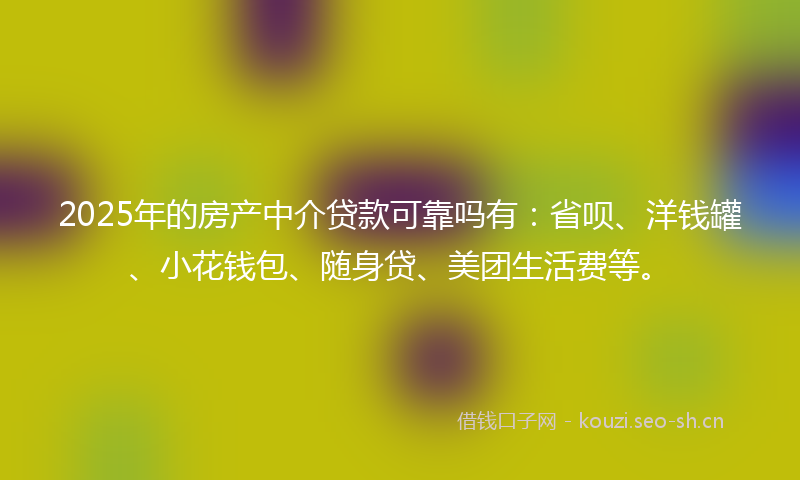 2025年的房产中介贷款可靠吗有：省呗、洋钱罐、小花钱包、随身贷、美团生活费等。