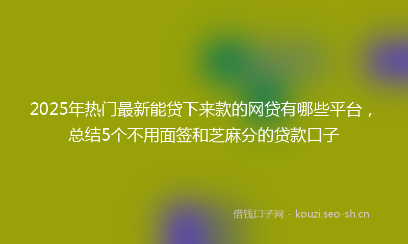 2025年热门最新能贷下来款的网贷有哪些平台，总结5个不用面签和芝麻分的贷款口子