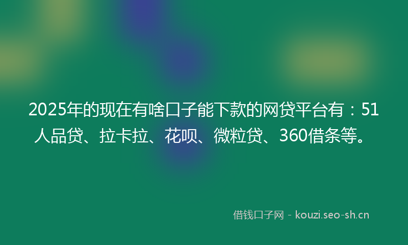 2025年的现在有啥口子能下款的网贷平台有：51人品贷、拉卡拉、花呗、微粒贷、360借条等。