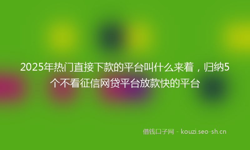 2025年热门直接下款的平台叫什么来着，归纳5个不看征信网贷平台放款快的平台