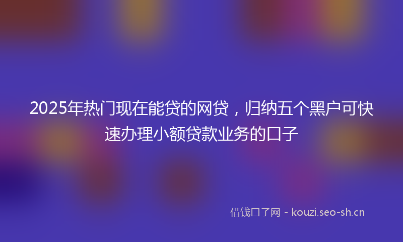 2025年热门现在能贷的网贷，归纳五个黑户可快速办理小额贷款业务的口子