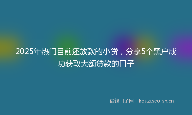 2025年热门目前还放款的小贷，分享5个黑户成功获取大额贷款的口子