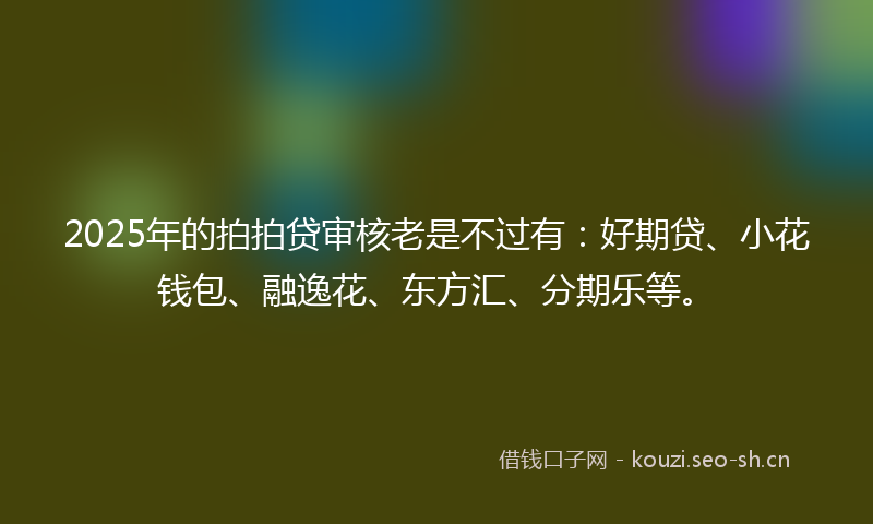 2025年的拍拍贷审核老是不过有：好期贷、小花钱包、融逸花、东方汇、分期乐等。