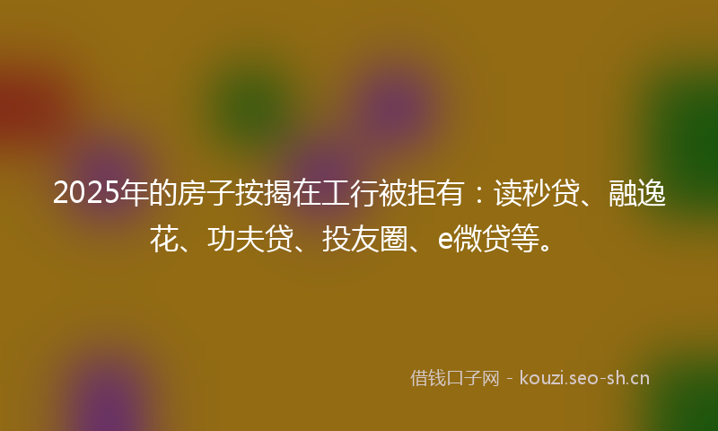 2025年的房子按揭在工行被拒有：读秒贷、融逸花、功夫贷、投友圈、e微贷等。