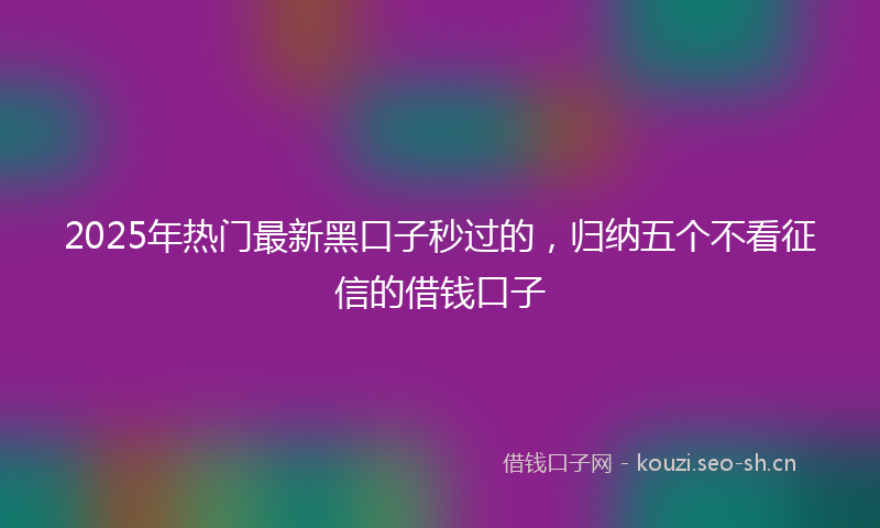 2025年热门最新黑口子秒过的，归纳五个不看征信的借钱口子