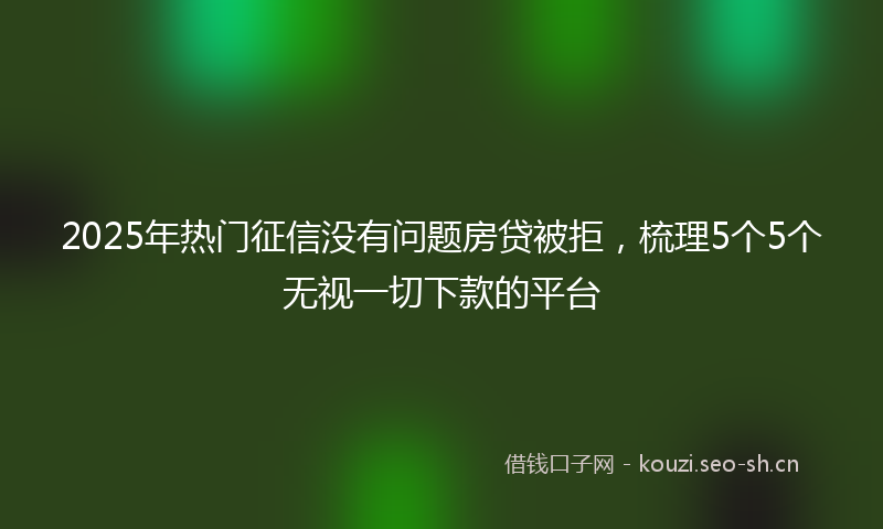 2025年热门征信没有问题房贷被拒，梳理5个5个无视一切下款的平台