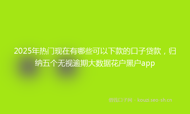 2025年热门现在有哪些可以下款的口子贷款，归纳五个无视逾期大数据花户黑户app