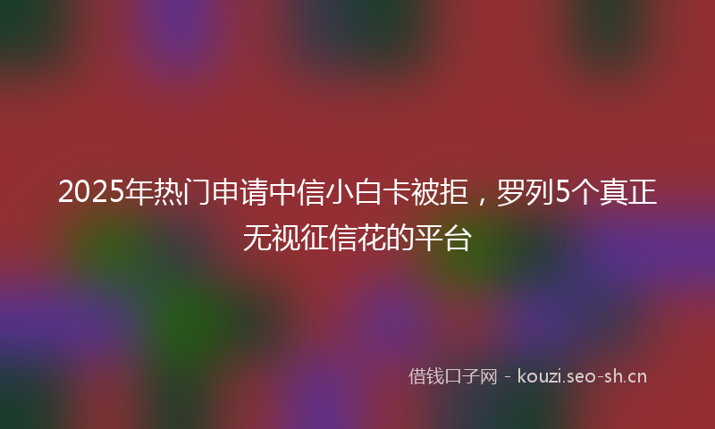 2025年热门申请中信小白卡被拒，罗列5个真正无视征信花的平台