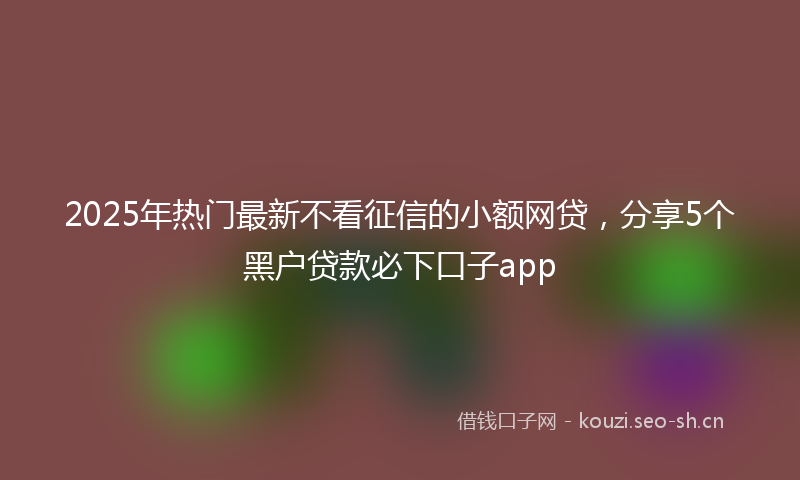 2025年热门最新不看征信的小额网贷，分享5个黑户贷款必下口子app