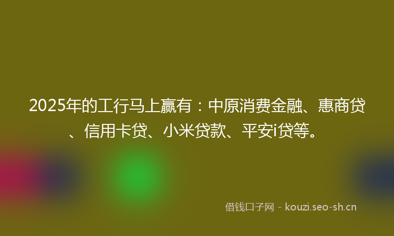2025年的工行马上赢有：中原消费金融、惠商贷、信用卡贷、小米贷款、平安i贷等。