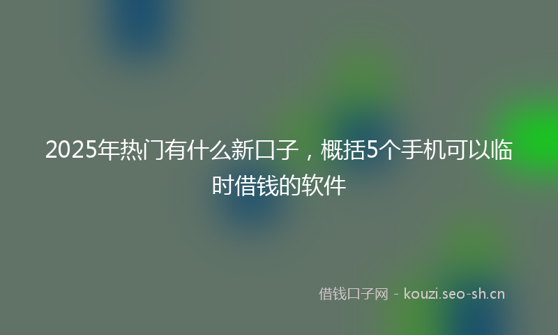 2025年热门有什么新口子，概括5个手机可以临时借钱的软件