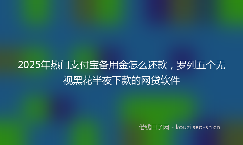 2025年热门支付宝备用金怎么还款，罗列五个无视黑花半夜下款的网贷软件
