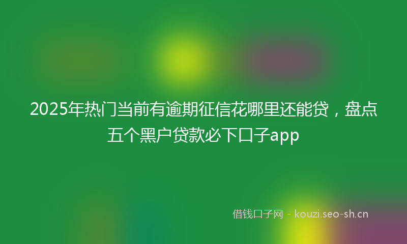 2025年热门当前有逾期征信花哪里还能贷,盘点五个黑户贷款必下口子app