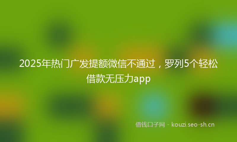 2025年热门广发提额微信不通过,罗列5个轻松借款无压力app