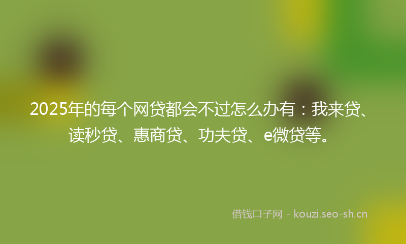 2025年的每个网贷都会不过怎么办有：我来贷、读秒贷、惠商贷、功夫贷、e微贷等。