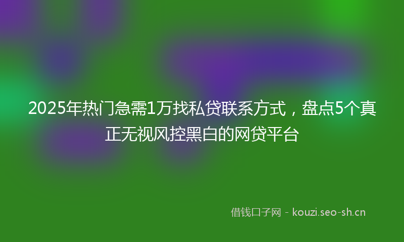 2025年热门急需1万找私贷联系方式,盘点5个真正无视风控黑白的网贷平台
