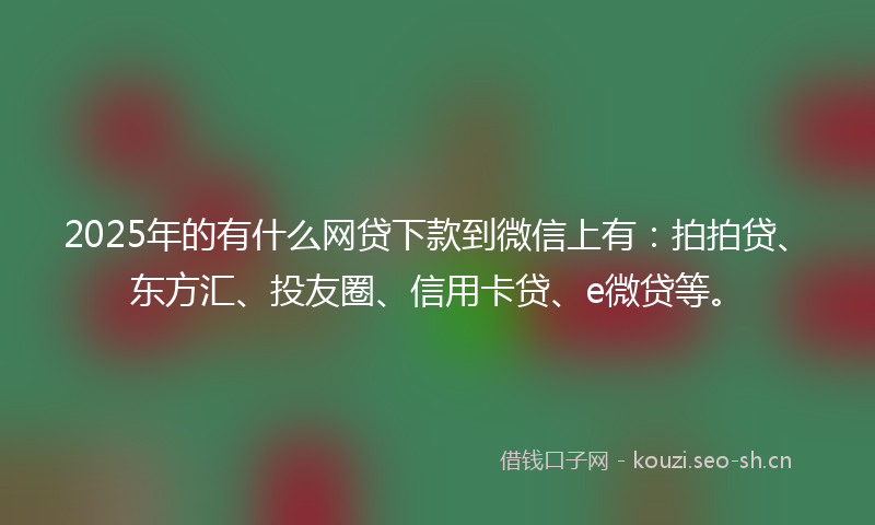 2025年的有什么网贷下款到微信上有：拍拍贷、东方汇、投友圈、信用卡贷、e微贷等。