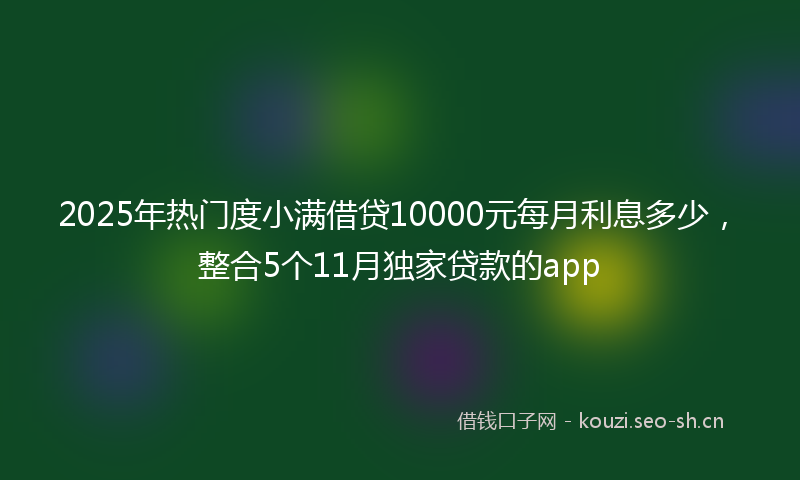 2025年热门度小满借贷10000元每月利息多少，整合5个11月独家贷款的app