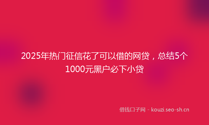 2025年热门征信花了可以借的网贷，总结5个1000元黑户必下小贷