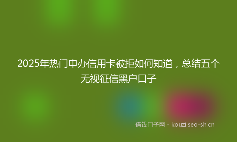 2025年热门申办信用卡被拒如何知道，总结五个无视征信黑户口子