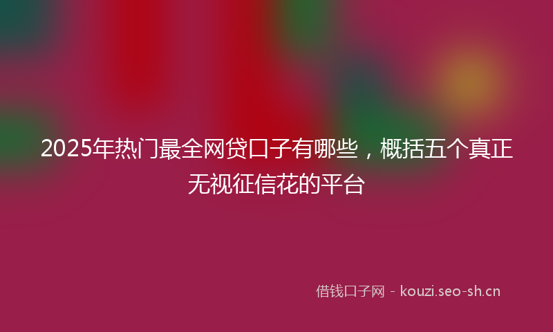 2025年热门最全网贷口子有哪些，概括五个真正无视征信花的平台
