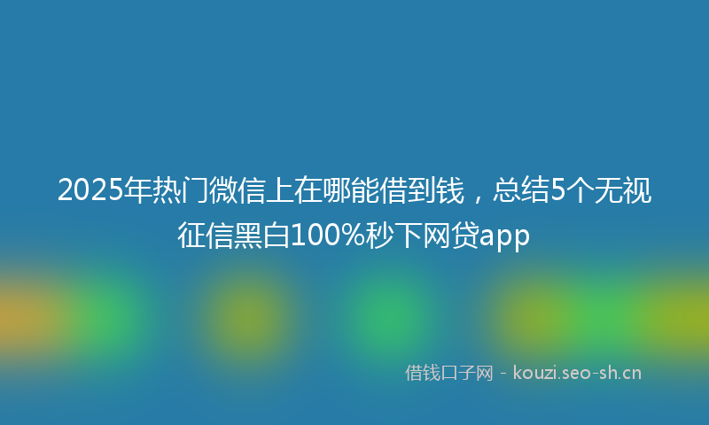 2025年热门微信上在哪能借到钱，总结5个无视征信黑白100%秒下网贷app