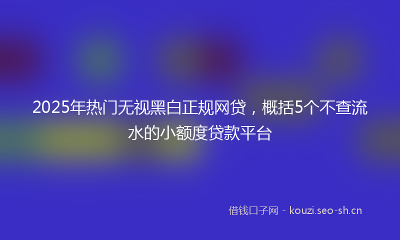 2025年热门无视黑白正规网贷，概括5个不查流水的小额度贷款平台