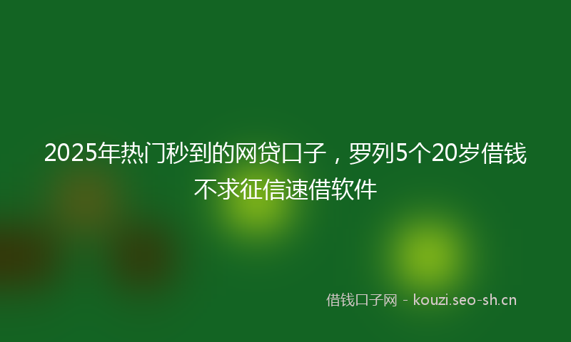 2025年热门秒到的网贷口子，罗列5个20岁借钱不求征信速借软件