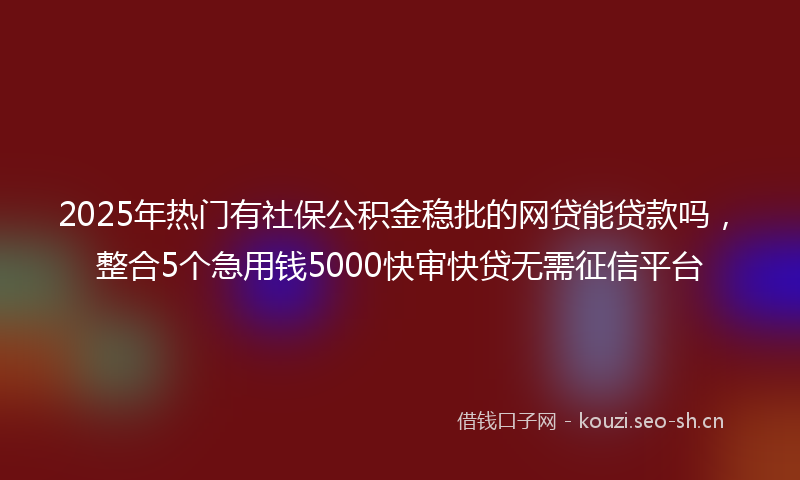 2025年热门有社保公积金稳批的网贷能贷款吗，整合5个急用钱5000快审快贷无需征信平台