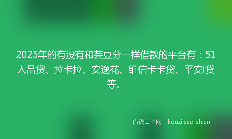 2025年的有没有和芸豆分一样借款的平台有:51人品贷、拉卡拉、安逸花、维信卡卡贷、平安i贷等。