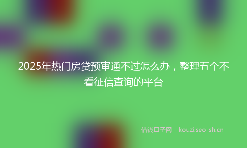 2025年热门房贷预审通不过怎么办，整理五个不看征信查询的平台