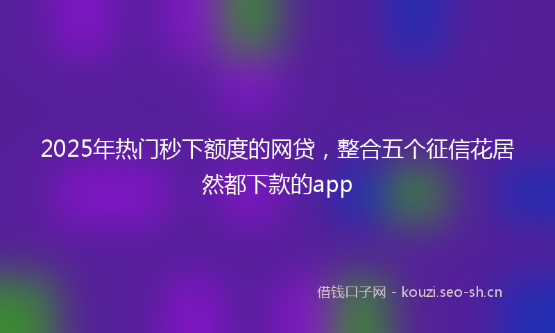 2025年热门秒下额度的网贷，整合五个征信花居然都下款的app