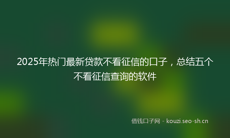 2025年热门最新贷款不看征信的口子,总结五个不看征信查询的软件