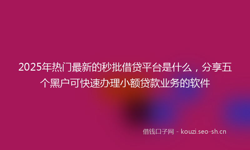 2025年热门最新的秒批借贷平台是什么，分享五个黑户可快速办理小额贷款业务的软件